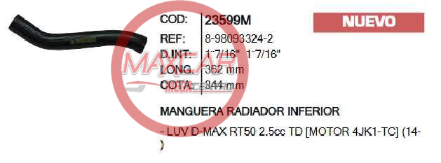 MANGUERA RADIADOR INF INR DMAX RT50 2 - MI23599M