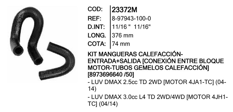 JUEGO MANGUERAS AIRE ACONDICIONADO INR 23372 - MAC23372