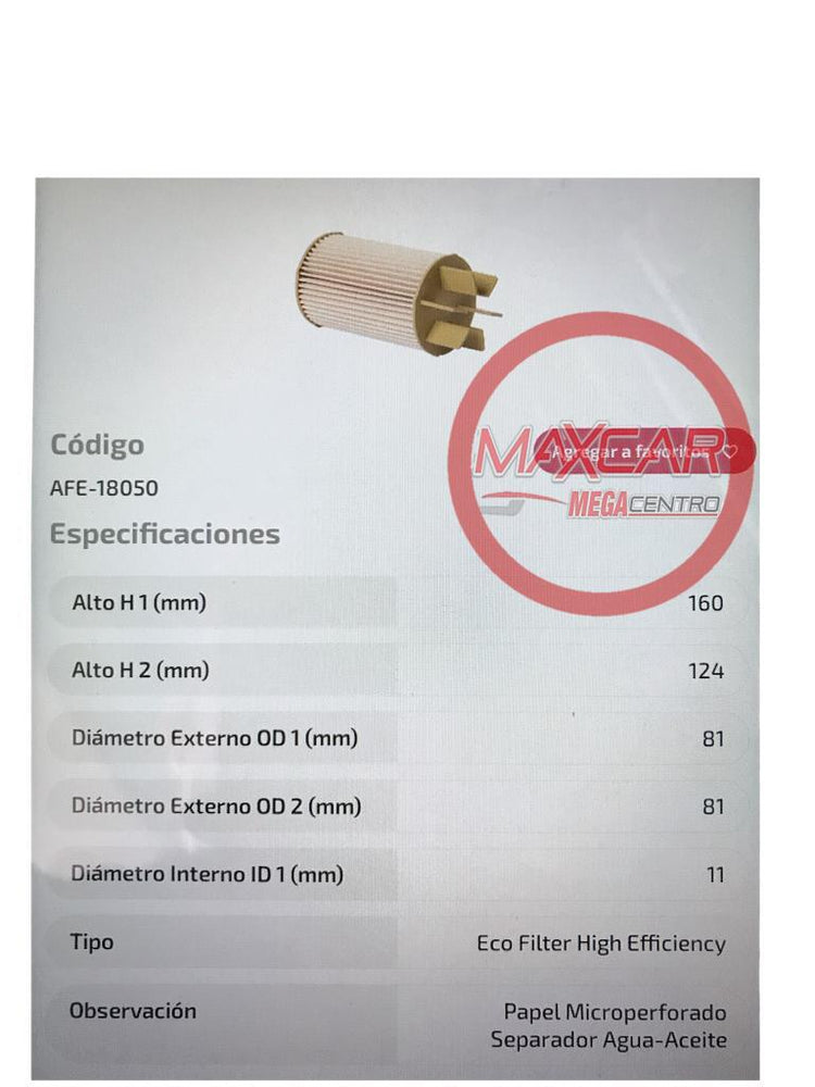F.AFE18050 FILTRO COMBUSTIBLE ADVANCE FRONTIER NP300 2.5 2019