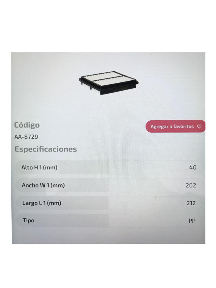 F.AA8729 FILTRO AIRE ADVANCE LANOS