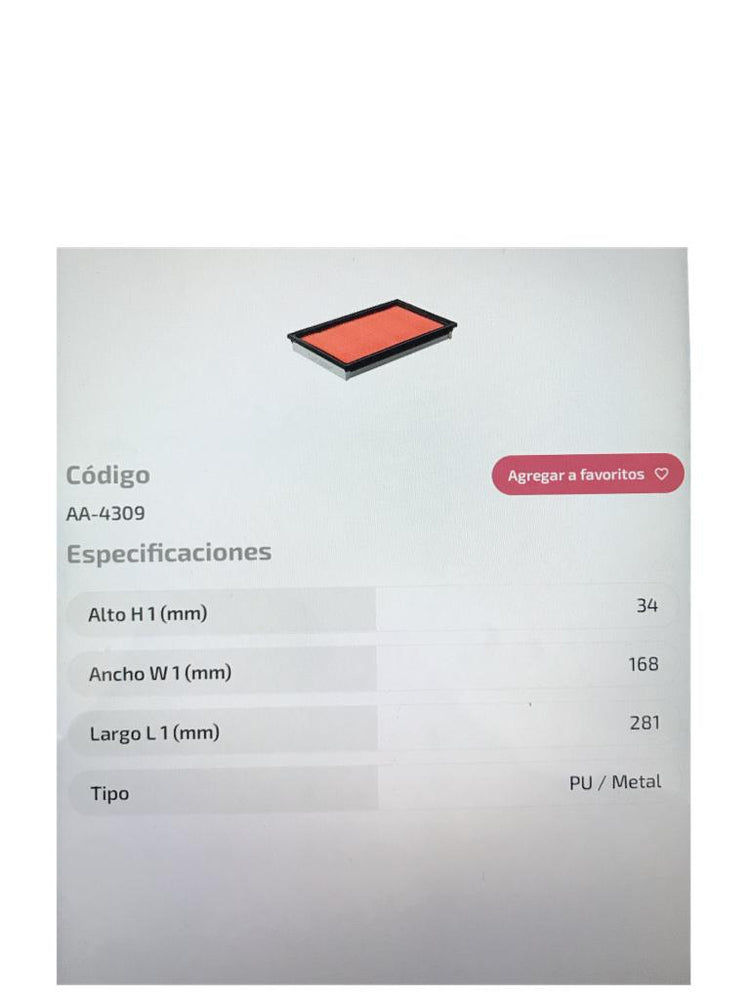 F.AA4309 FILTRO AIRE ADVANCE SENTRA B15 ALMERA MURANO/XTRAIL