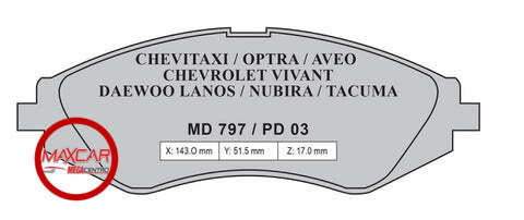 PASTILLA FRENO HIGH POWER AVEO/OPTRA/NUBIRA/VIVANT D797- PCD797