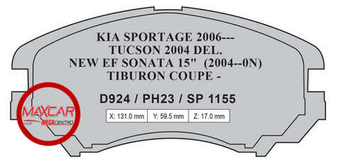 PF.D924 PASTILLA FRENO HIGH POWER SWM/TUCSON/SPORTAGE 2003/GLORY 560 580 (HPBPA0005)