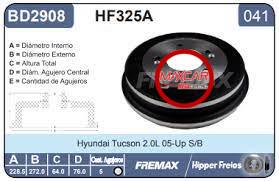 DISCO FRENO HIPPER HF325A TUCSON 2.0L SPORTAGE 2.0L 04-10 POST - DFHF325A