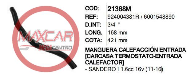 MANGUERA CALEFACCION ENTRADA INR 21368 RENAULT SANDERO - M21368