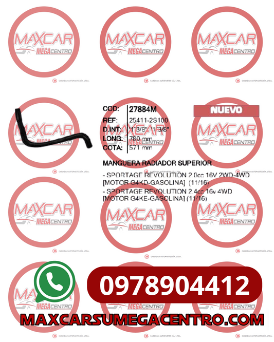 MAN.27884M MANGUERA RADIADOR SUP INR SPORTAGE R 2.0 (25411-2S100)