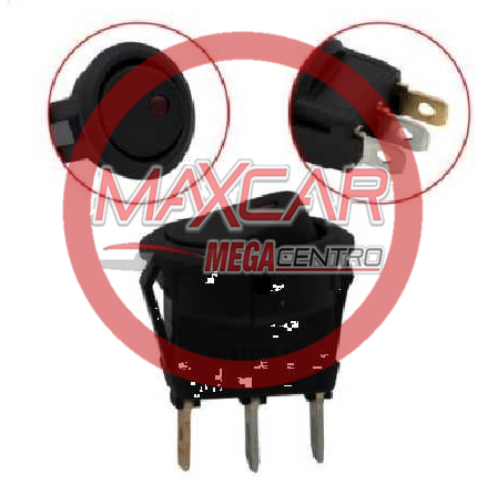 SWITCH LESSER ROCKER 3P 1T 12V NEGRO REDONDO C/TESTIGO 2.4x4x3cm (607.112) - SL607112