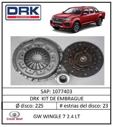 KIT EMBRAGUE DRK 1077403 GW WINGLE 7 2.4 LT - KEM1077403