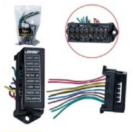 PORTAFUSIBLE LESSER 8 FUSIBLES UÑA TAPA NEGRA (613.101) - PFL613101
