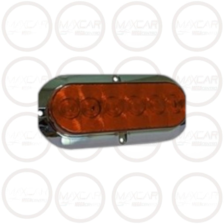 CUCUYA OVALADA 6 LEDS FIJA C/FLASHEO FILO CROMADO AMBAR 12/24V - CU.24