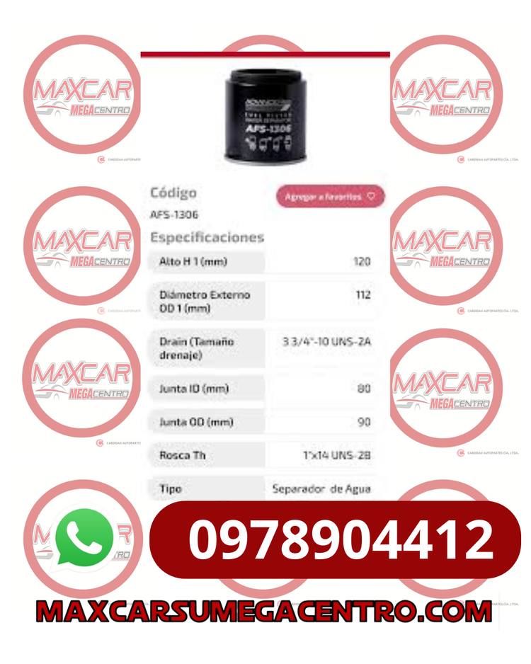 F.AFS1306 FILTRO COMBUSTIBLE ADVANCE GD/GH/FG (SFC1306/R60T)