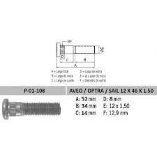 PERNO RUEDA/ESPARRAGO PV0370 12X1.50 AVEO/SAIL/HY - PR38004