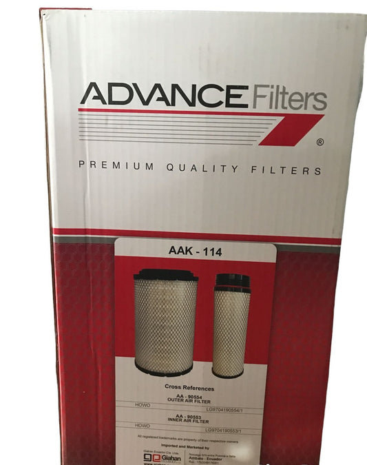 FILTRO AIRE ADVANCE AAK114 SINOTRUK 1147 (8 TON) MC05 180HP (KIT AA90554-AA90553)  - FAAK114